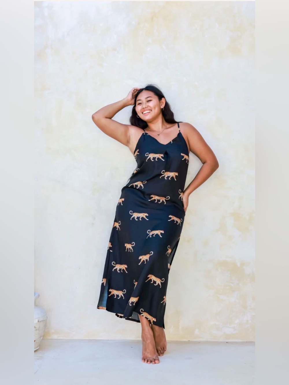 Kenny Flowers the Catwalk Leopard Silk Dress‎ Black XS